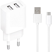 Мережевий зарядний пристрій Gelius Simple GP-HC059 2 USB 2.4A + cable microUSB White (Код товару:418 Харьков