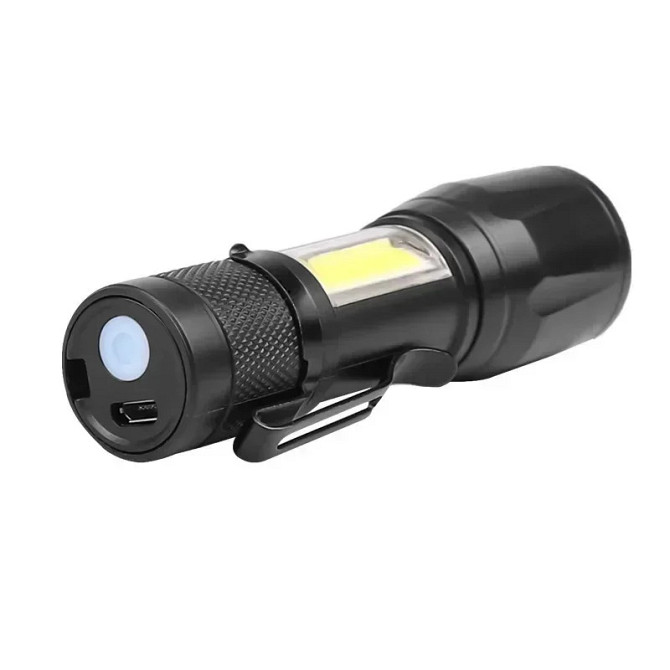 Мощный мини-светодиодный фонарик COBtXPEZoom Torch со встроенным аккумулятором, USB-зарядкой и зажим Харьков - изображение 1