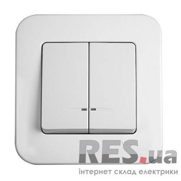 Выключатель двухклавишный с подсветкой белый VIKO Rollina Киев - изображение 1