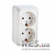 Розетка накладная с заземлением двойная белая Р316/2-3-CT-W АскоУкрем Киев
