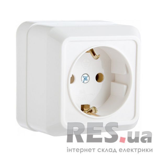 Розетка накладная с заземлением белая Р316-3-CT-W АскоУкрем Київ - изображение 1