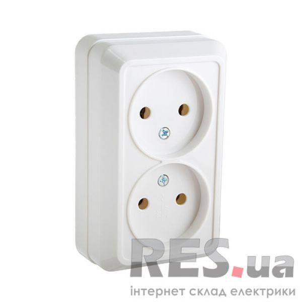 Розетка накладная без заземления двойная белая Р316/2-CT-W АскоУкрем Київ - изображение 1