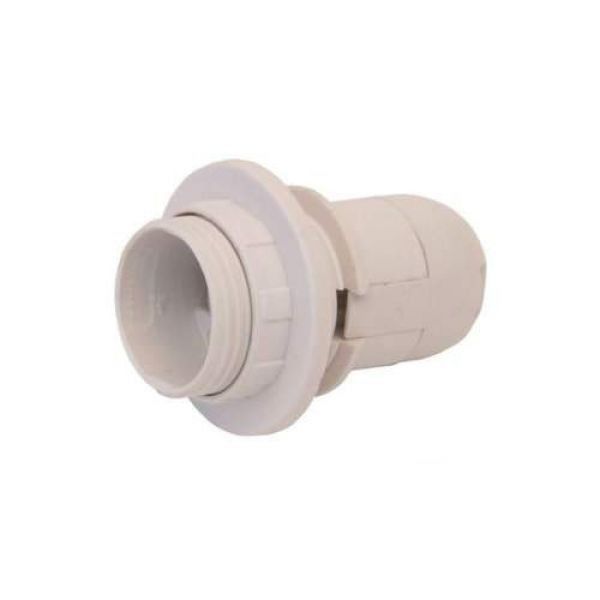 Патрон пластиковый e.lamp socket with nut.Е27.pl.white с гайкой, белый e.next Київ - изображение 1