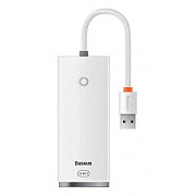 USB HUB Baseus Lite Series 4-Port USB-A (USB-A to 4USB 3.0) 25cm White (WKQX030002) (Код товару:4140 Харьков