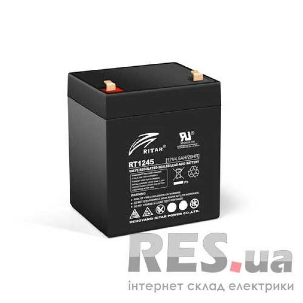 Аккумуляторная батарея RT1245B 12V/4.5 Ah AGM черный RITAR Киев - изображение 1