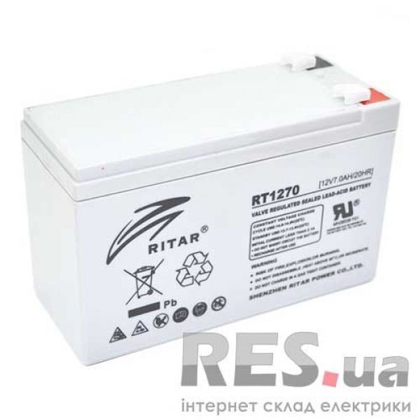 Аккумуляторная батарея RT1270A 12V 7Ah AGM серый RITAR Киев - изображение 1