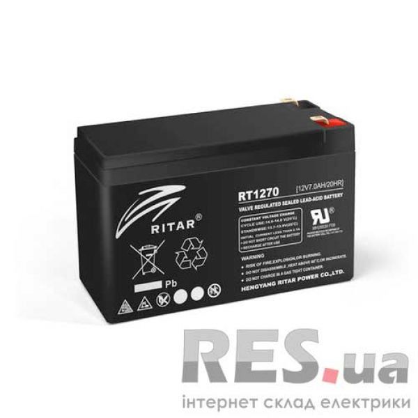 Аккумуляторная батарея RT1270B 12V 7 Ah AGM черный RITAR Киев - изображение 1