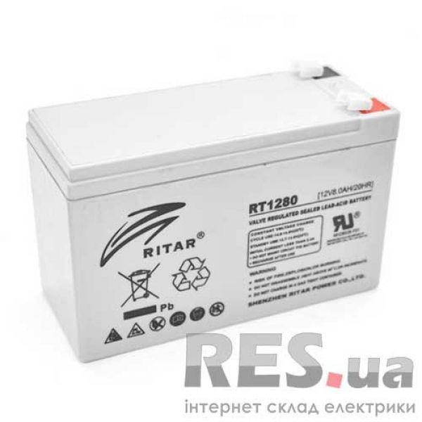 Аккумуляторная батарея RT1280 12V 8Ah AGM серый RITAR Киев - изображение 1