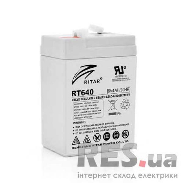 Аккумуляторная батарея RT640 6V 4 Ah AGM RITAR Київ - изображение 1