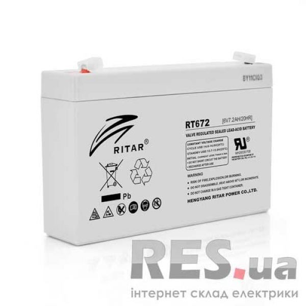 Аккумуляторная батарея RT672 6V 7.2 Ah AGM RITAR Київ - изображение 1