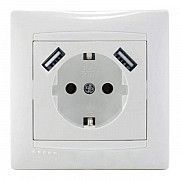 Розетка с заземлением белая 2 usb-гнезда Lemanso Сакура LMR1039 Киев