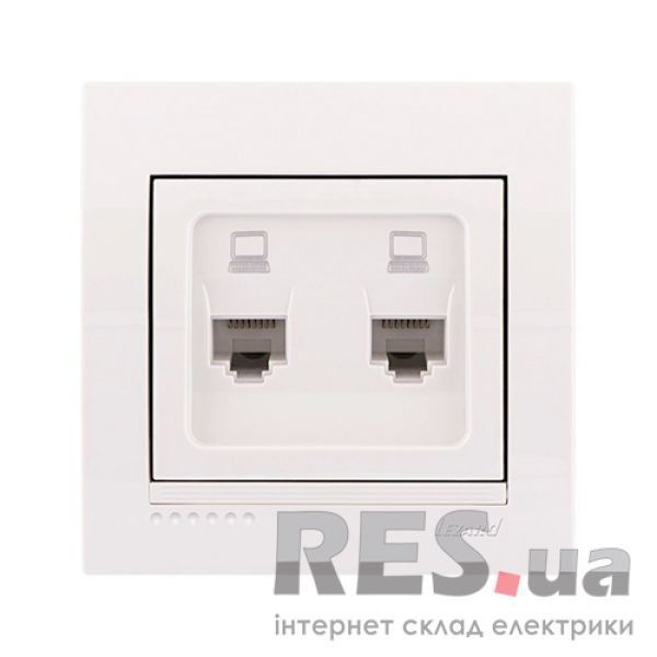 Компьютерная розетка двойная Lezard Deriy RJ45 5 категория Белая (702-0202-141) Киев - изображение 1