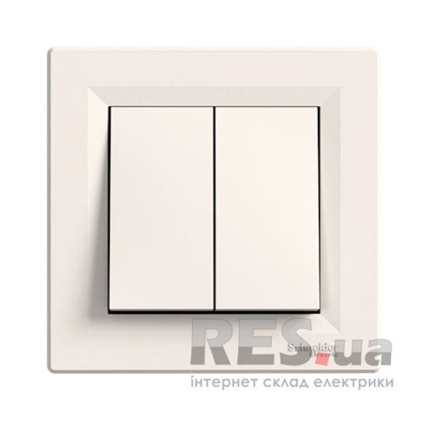 Выключатель 2-клавишный Schneider Asfora проходной Крем (EPH0300123) Киев - изображение 1