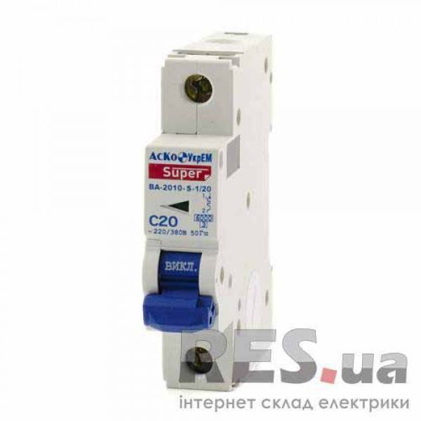 Выключатель автоматический ВА-2010S 1р 20А Аско Укрем Київ - изображение 1