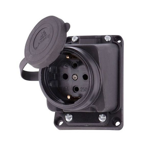 Розетка стационарная наклонная Lezard IP44 2P+E Каучук (106-0400-0104) Киев - изображение 1