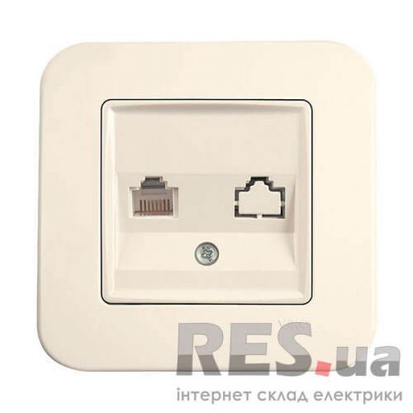 Компьютерная розетка Viko Rollina RJ45 5 категория Кремовая (90421032) Киев - изображение 1