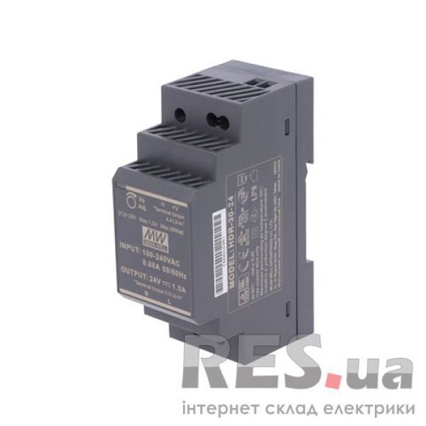 Блок питания 24В/30Вт/DIN рейка (HDR-30-24) MeanWell Киев - изображение 1