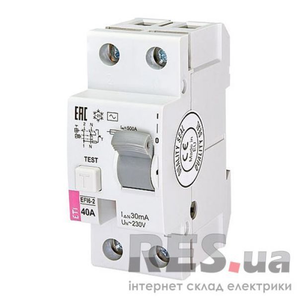 Дифференциальное реле (УЗО) ETI 2п 40А 30мА EFI6-2 (2062133) Київ - изображение 1
