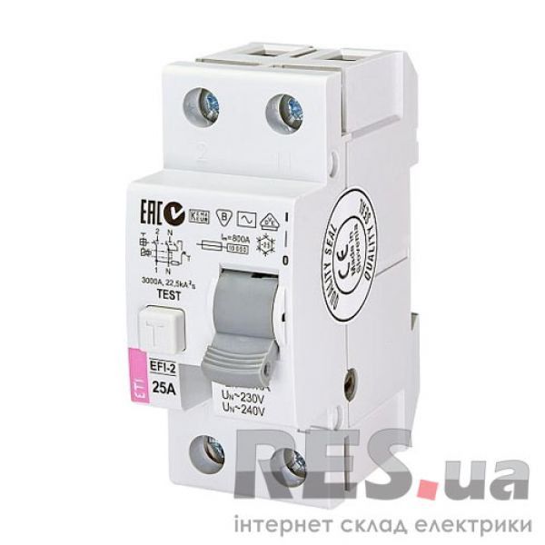 Дифференциальное реле ETI 2п 25А 30мА EFI-2 (2062122) Киев - изображение 1