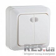 2-клавишный выключатель с подсветкой Аско Укрем Белый (BЗ10-2-1-Ct-W) Киев