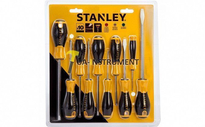 Набор отверток STANLEY "ESSENTIAL", 10 штук: PH0 x 50 мм, PH1 x 75 мм, PH2 x 100 мм, PZ1 x 100 мм, P Кременчуг - изображение 1