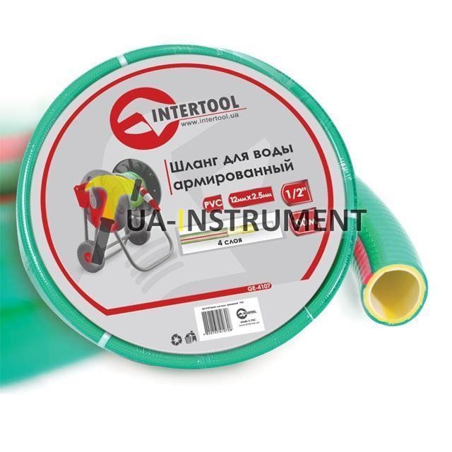 Шланг для воды 4-х слойный 1/2", 100м, армированный, PVC Intertool GE-4107 Кременчуг - изображение 1