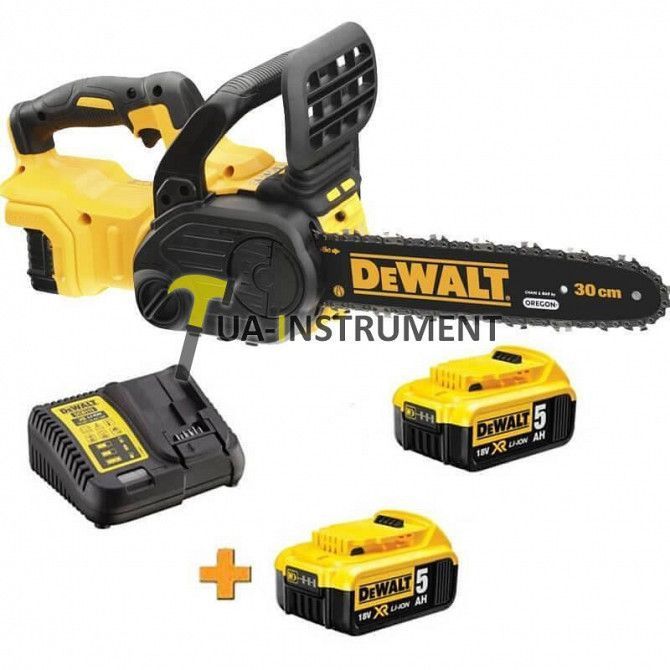 Пила цепная аккумуляторная DeWALT 18В, аккумулятор 18В 5Ач, ЗУ+DCB184, шт Кременчуг - изображение 1