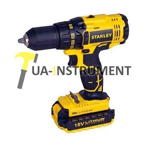Дрель/винтоверт STANLEY, 2 скорости, 18V, 45Нм, 13мм БЗП, 2акк Li-Ion, 1.3А/ч, з/у, чемодан.., шт Кременчуг - изображение 1