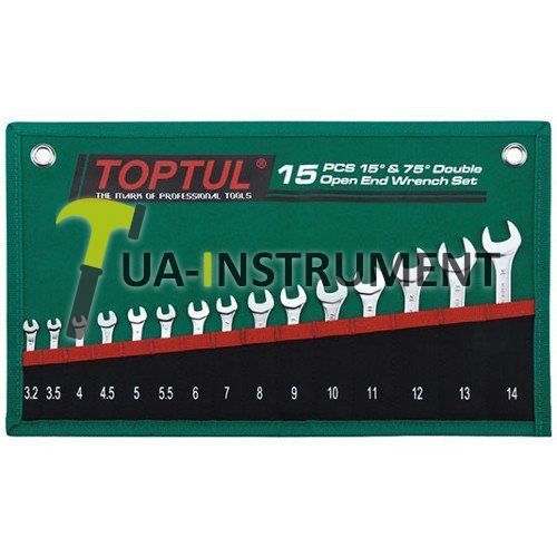 Набор рожковых ключей TOPTUL 15 шт. 3,2-14мм 15°х75° GRAJ1501 Кременчуг - изображение 1