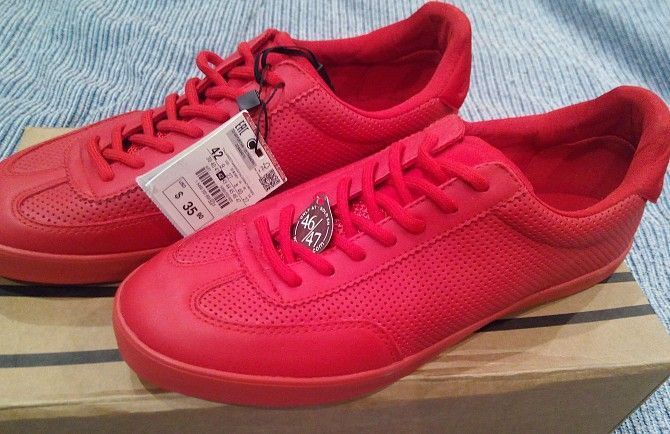 Сникерсы кеды zara 42 pilsoll micro-perforated red sneakers Киев - изображение 1
