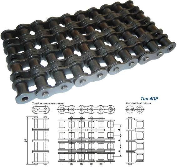 Цепь приводная четырехрядная 4ПР по ГОСТу 13568-97 Харьков - изображение 1