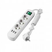 Сетевой удлинитель Lezard Letitia 3 розетки с заземлением, USB, кнопка 3 м (721-0303-302U) Киев