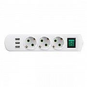 Колодка Lezard Letitia 3 розетки с заземлением, USB, кнопка (721-0300-302U) Киев
