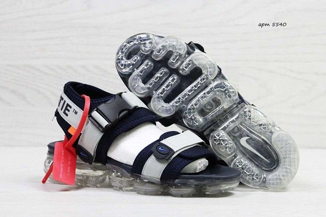 Босоножки мужские серые с синим Sandals Off white x Air VaporMax 5540 Мелитополь - изображение 1