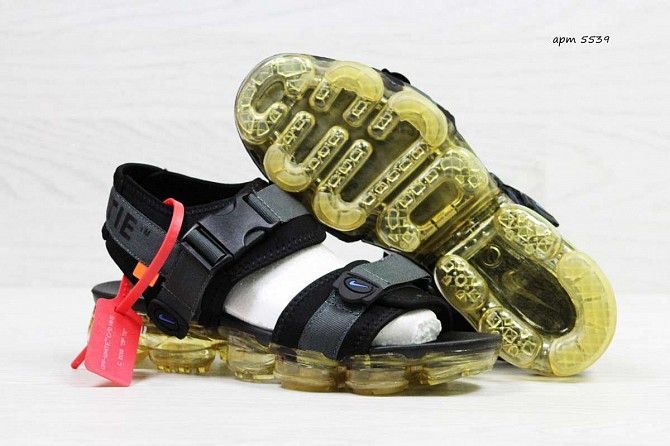Босоножки мужские серые с черным Sandals Off white x Air VaporMax 5539 Мелитополь - изображение 1