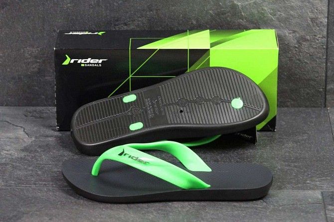 Вьетнамки мужские черные с салатовым Rider 5163 Мелитополь - изображение 1