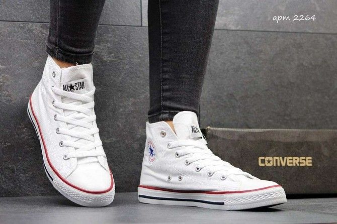 Женские высокие кеды Converse белые 2264 Мелитополь - изображение 1