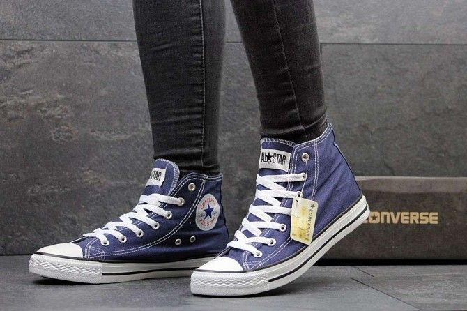 Женские высокие кеды Converse синие 2267 Мелитополь - изображение 1