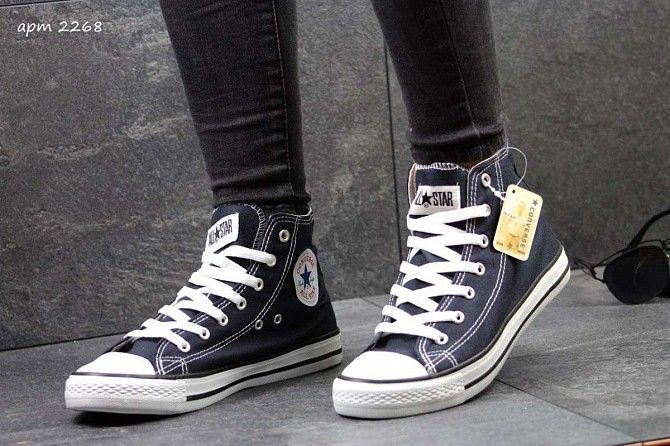 Женские высокие кеды Converse темно синие 2268 Мелитополь - изображение 1