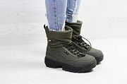 Женские дутики зимние темно зеленые 8727 Мелитополь