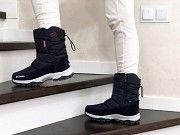 Женские дутики зимние темно синие с белым и красным 8702 Мелитополь