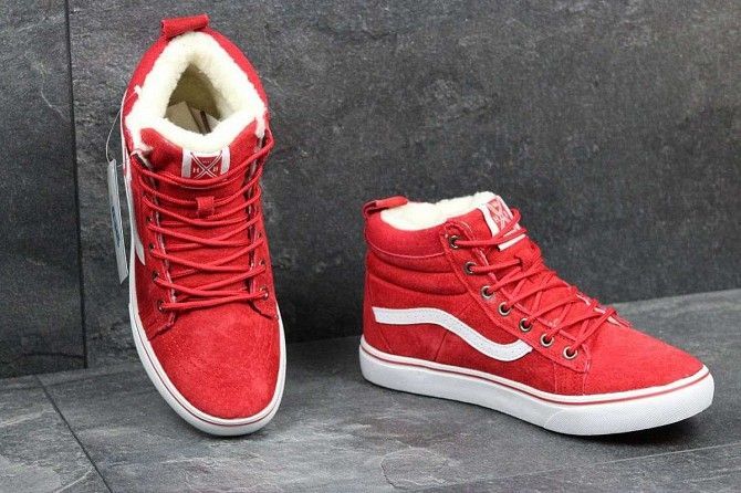 Женские зимние кеды Vans красные 3629 Мелитополь - изображение 1