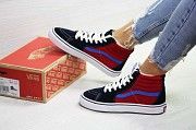 Женские зимние кеды темно синие с красным Vans 6499 Мелитополь