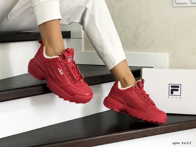 Женские зимние кроссовки красные Fila 8625 Мелитополь - изображение 1