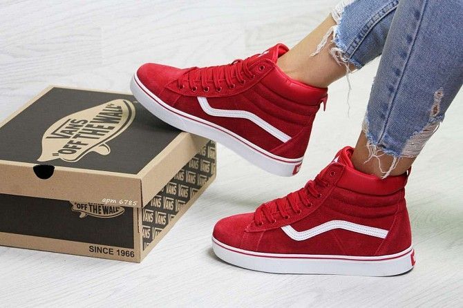 Женские зимние кроссовки красные Vans 6785 Мелитополь - изображение 1