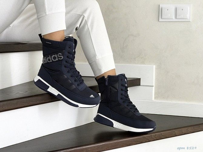 Женские зимние кроссовки темно синие Adidas 8529 Мелитополь - изображение 1