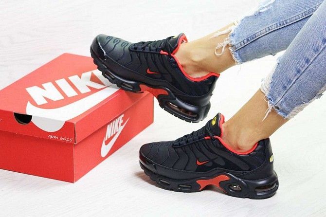 Женские зимние кроссовки темно синие с оранжевым Nike Air Max Tn 6615 Мелитополь - изображение 1