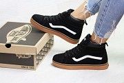 Женские зимние кроссовки черные с белым Vans 6784 Мелитополь