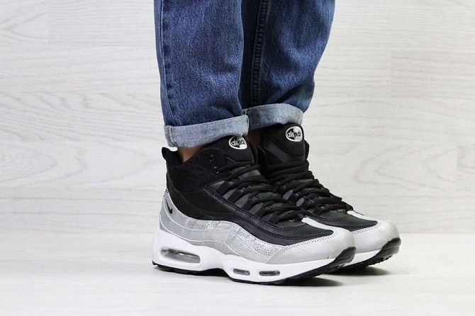 Женские зимние кроссовки черные с серым Nike 95 6978 Мелитополь - изображение 1