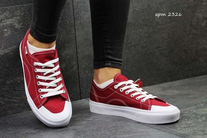 Женские кеды Vans бордовые 2326 Мелитополь - изображение 1